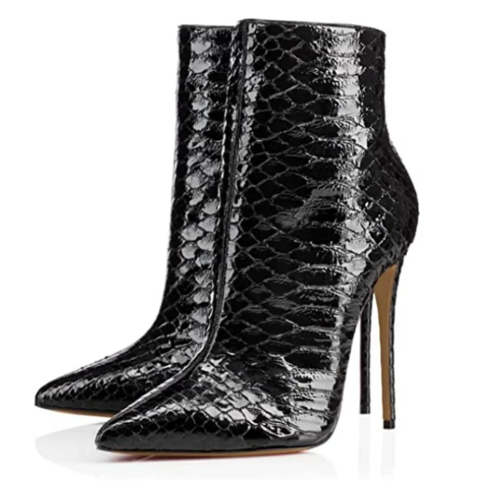 FSJ Fashion High Heel Ankle Boots Closed Pointed - Picture 1 of 9